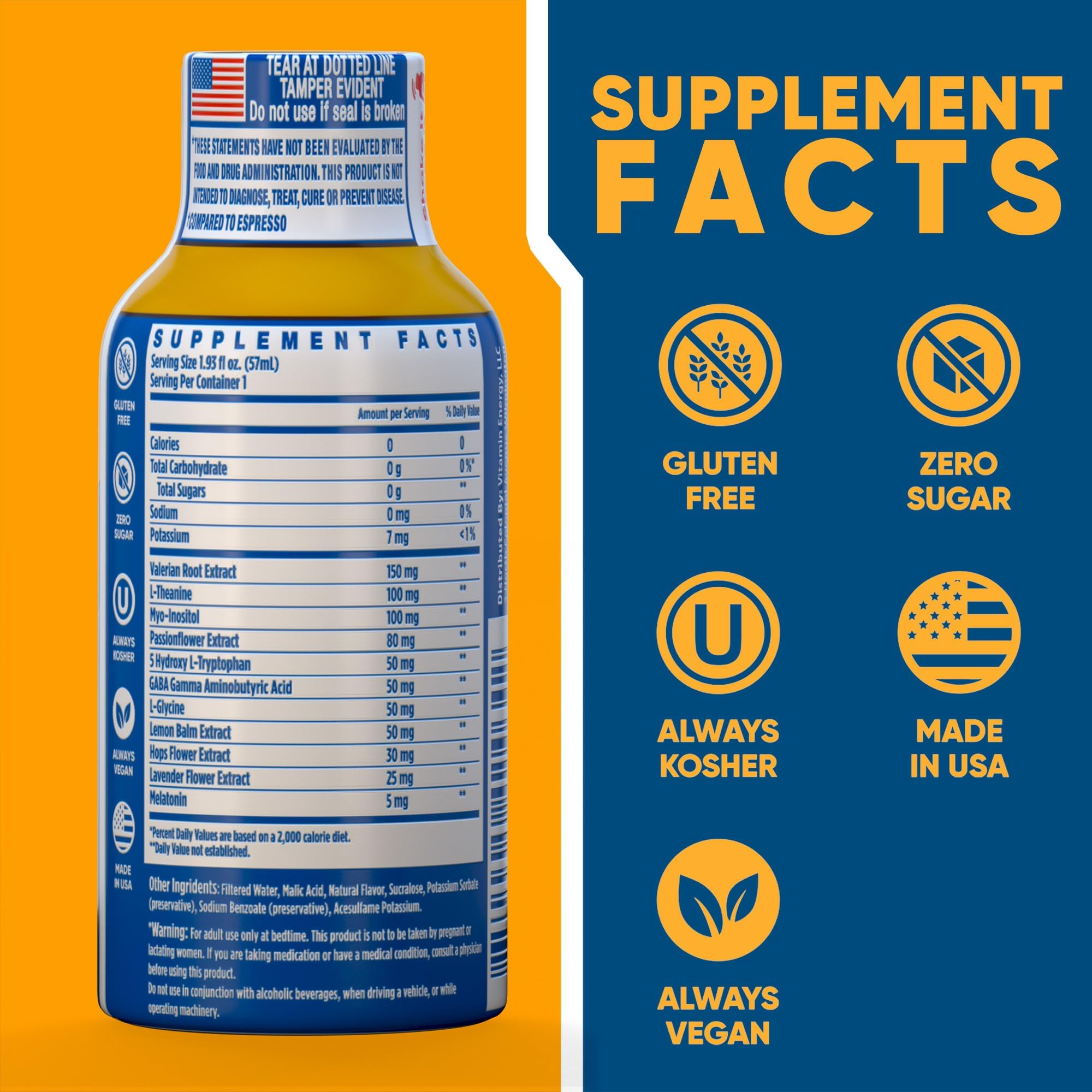 Vitamin Energy Sleep Shot Mixed Berry ingredients list