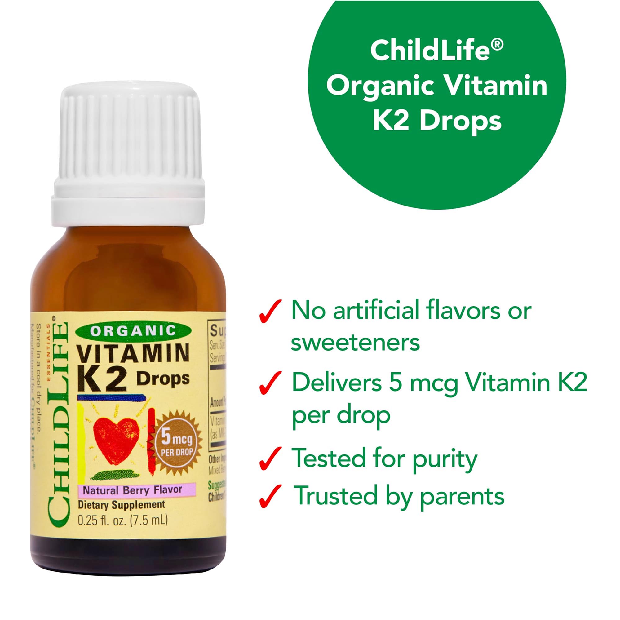 Vitamin K2 drops presented with organic ingredients