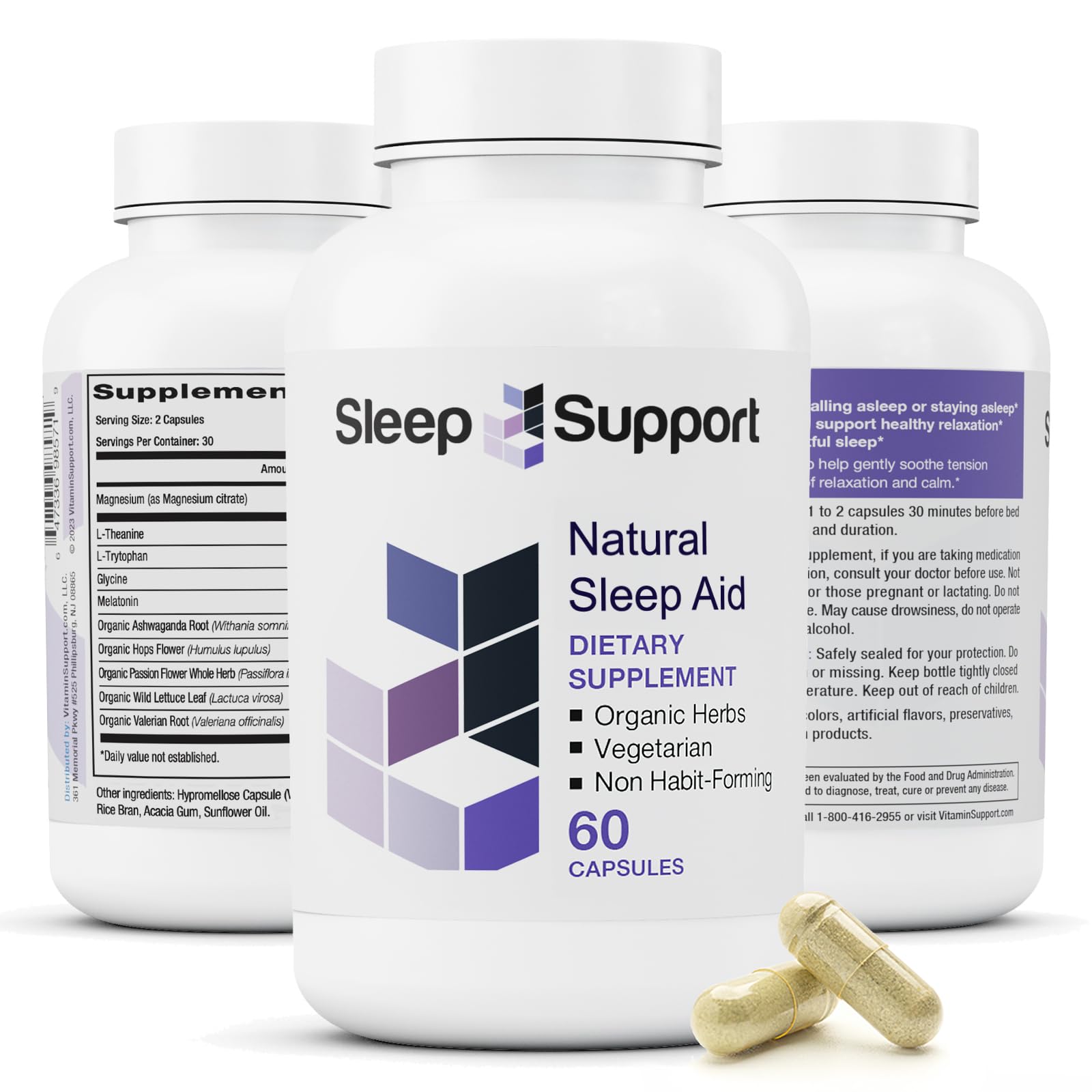 Vitamin Support Sleep Supplement Capsules 60 Count front view