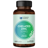 Vitamin World Chelated Zinc Supplement 50mg front view