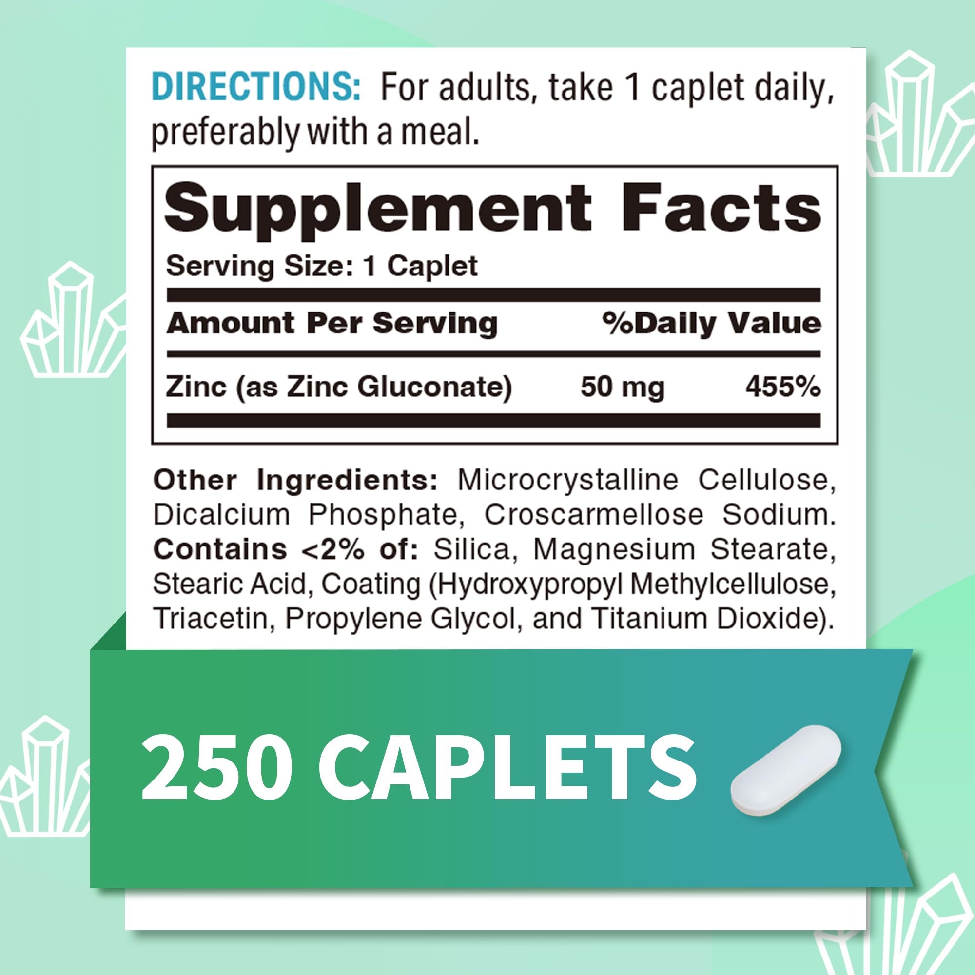 Vitamin World Chelated Zinc Supplement 50mg side view
