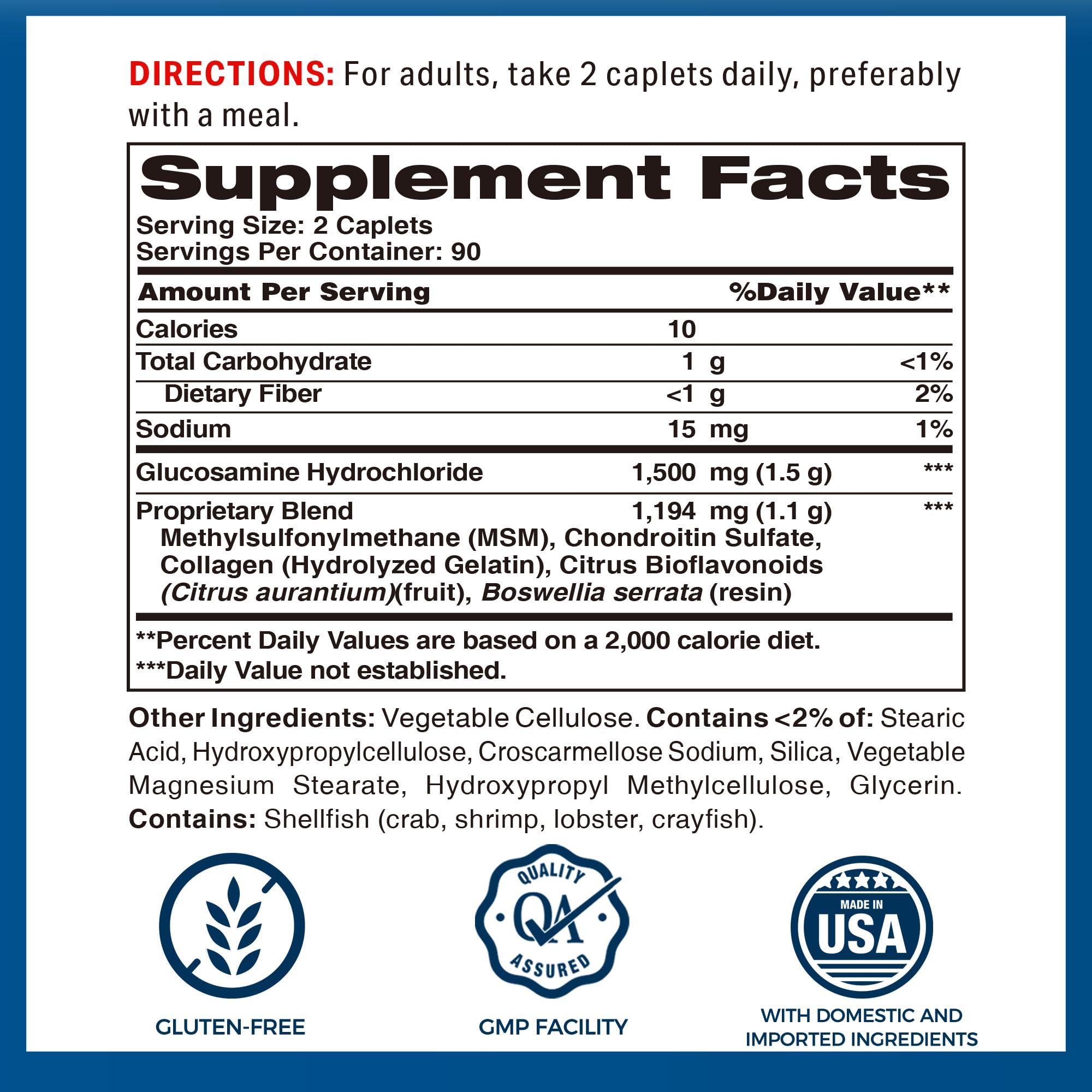 Vitamin World Chondroitin Joint Supplement 1500mg side view