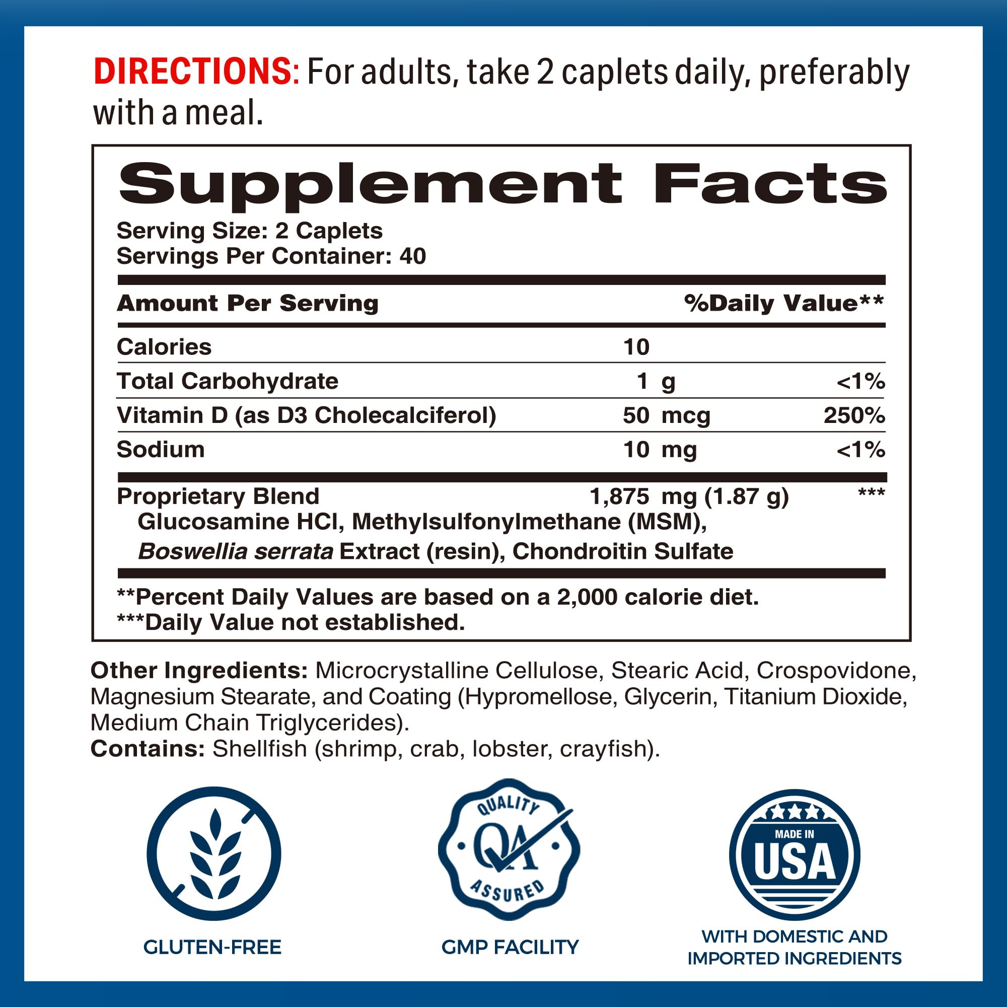 Vitamin World Chondroitin Supplement side view showing caplets