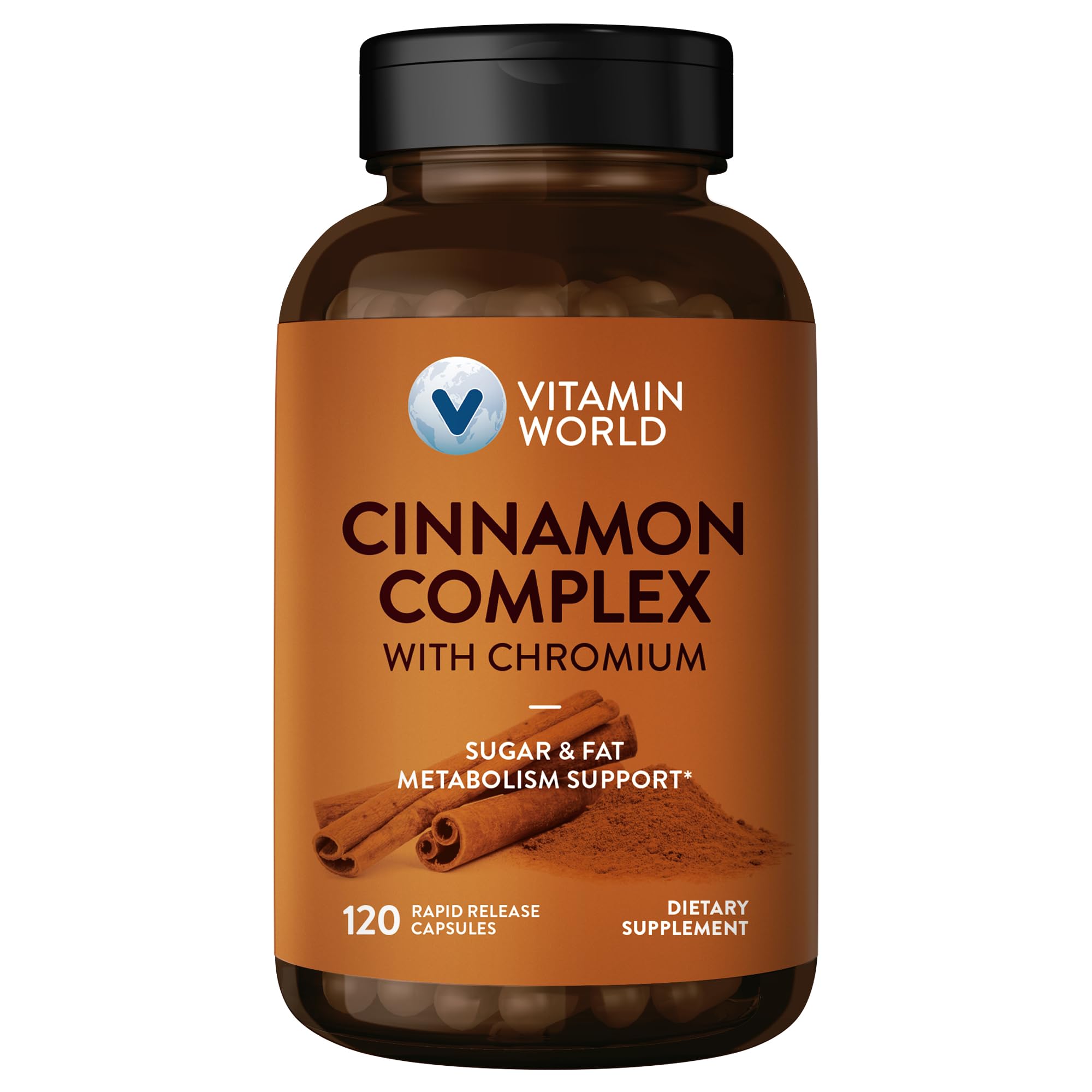 Vitamin World Cinnamon Complex 120 Capsules front view