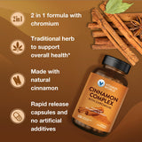 Vitamin World Cinnamon Complex 120 Capsules label close-up