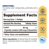 Vitamin World Lutein Supplement 40mg back view