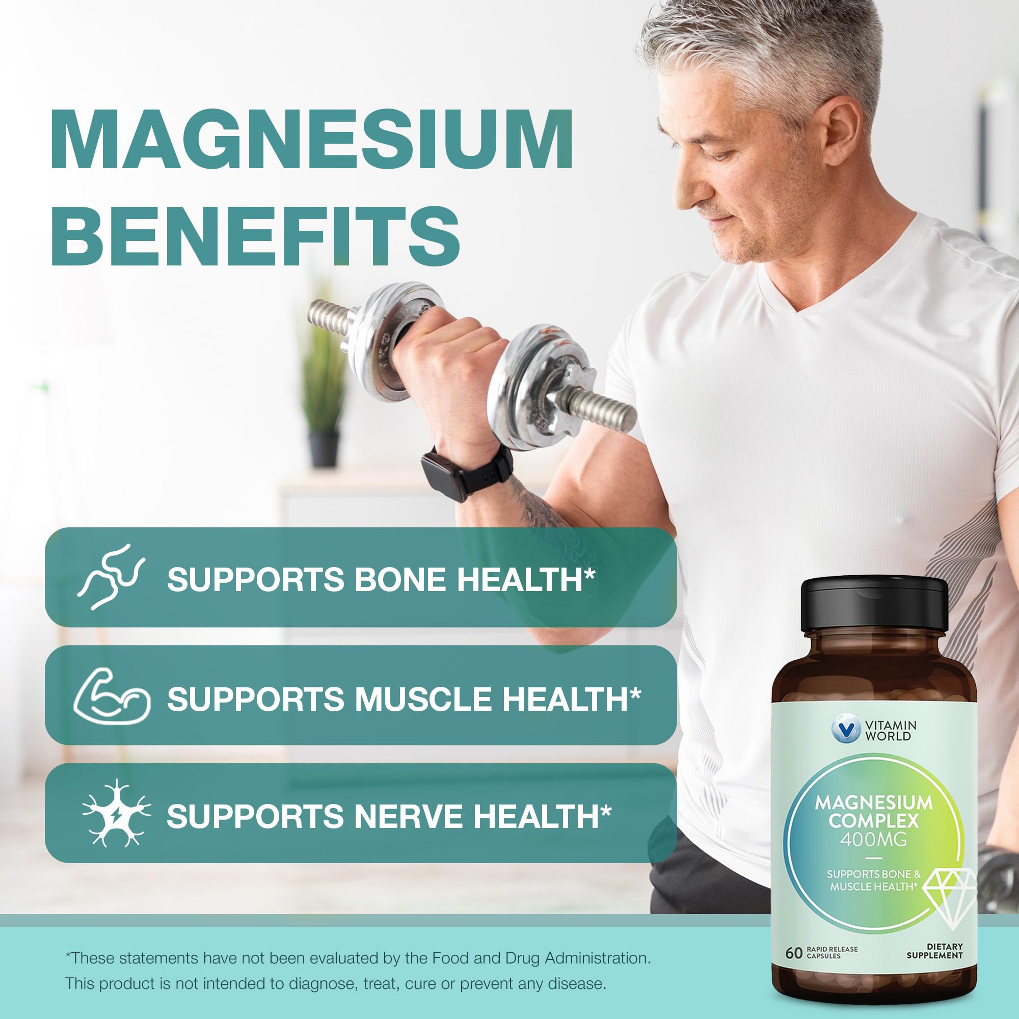 Vitamin World Magnesium Complex 400mg supplement capsule close-up