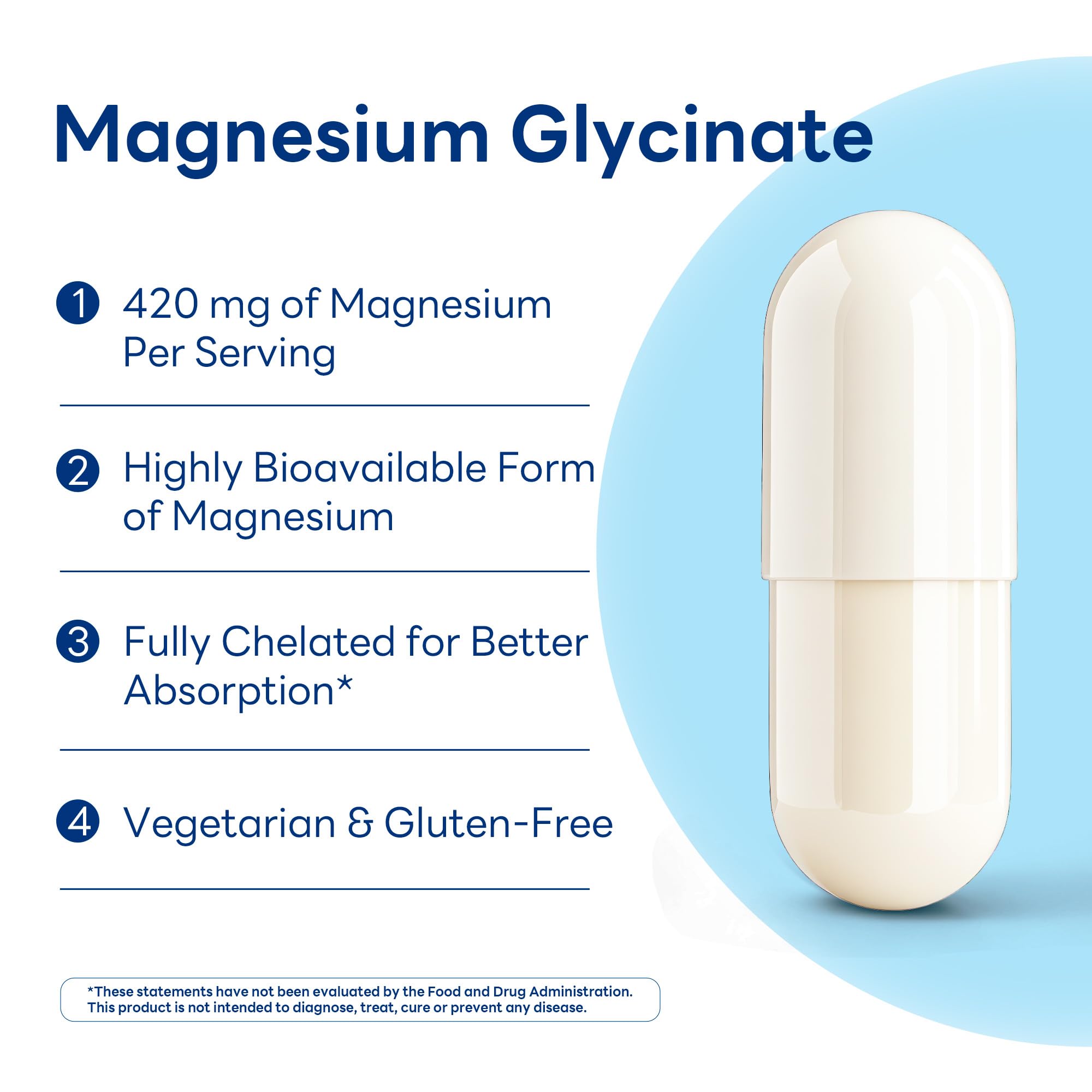 Vitamin World Magnesium Glycinate 420mg capsules in bottle
