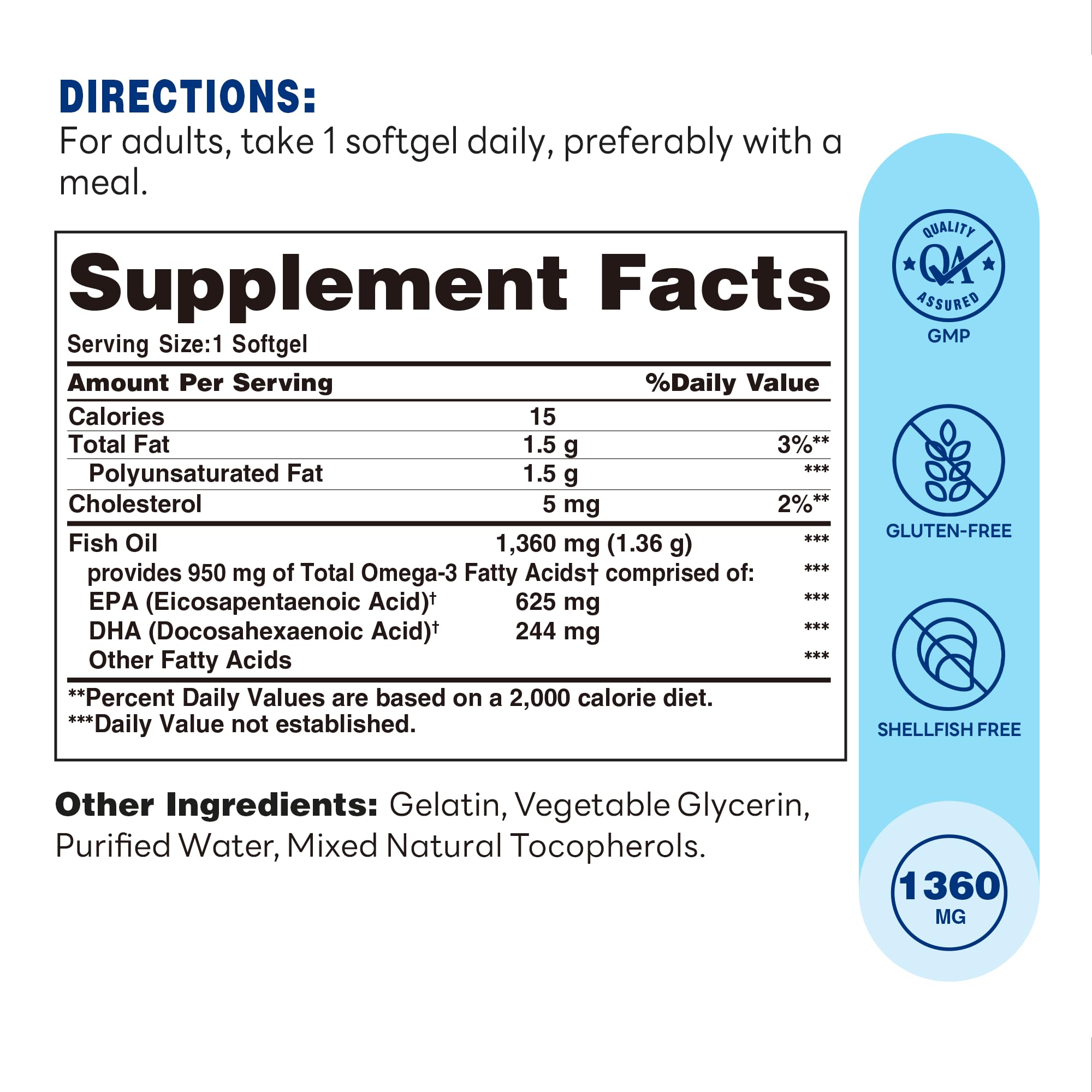 Vitamin World Omega-3 Fish Oil 90 softgels bottle