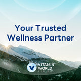 Vitamin World Omega-3 Fish Oil bottle with softgels and a measuring spoon