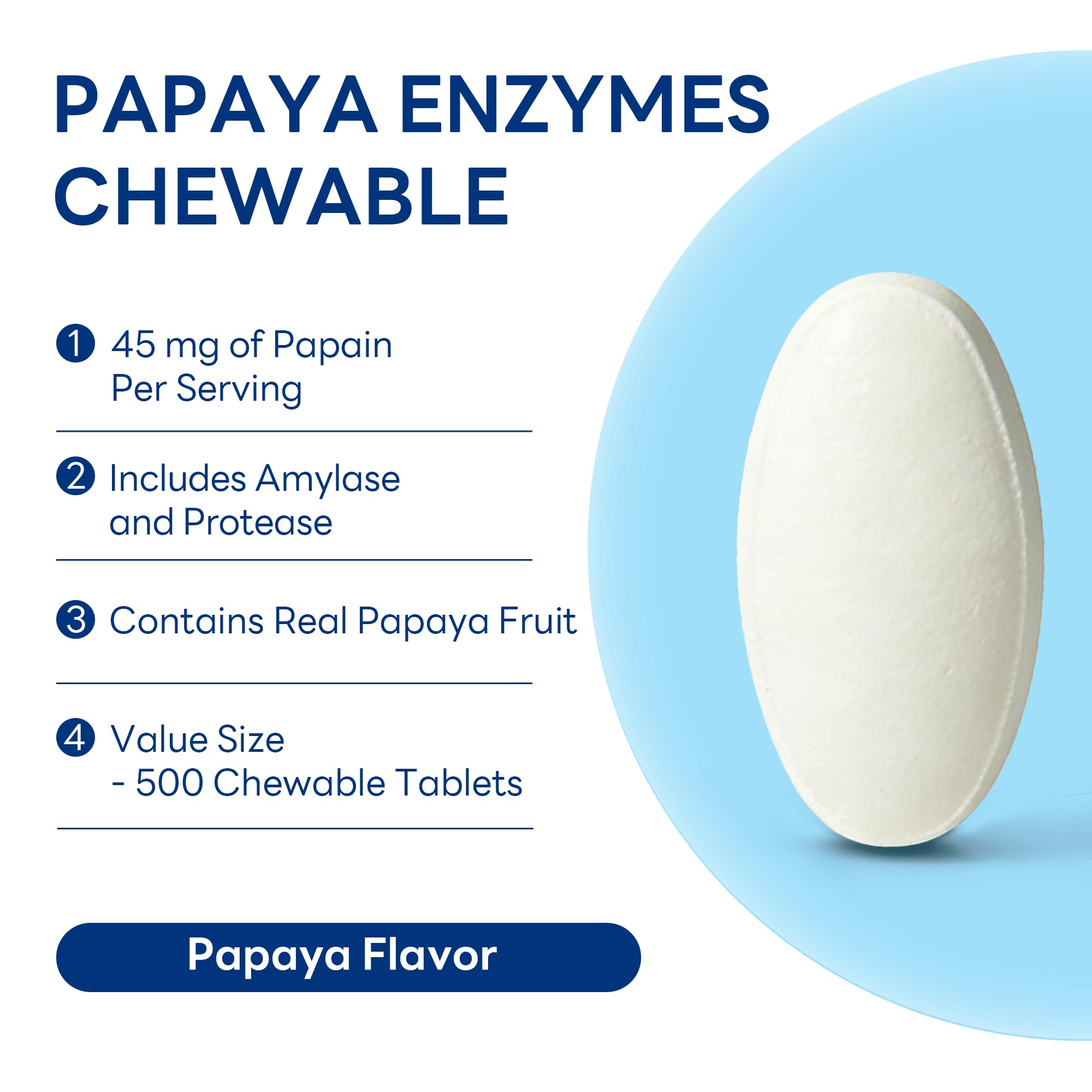 Vitamin World Papaya Enzymes Chewable Tablets showing tablet size