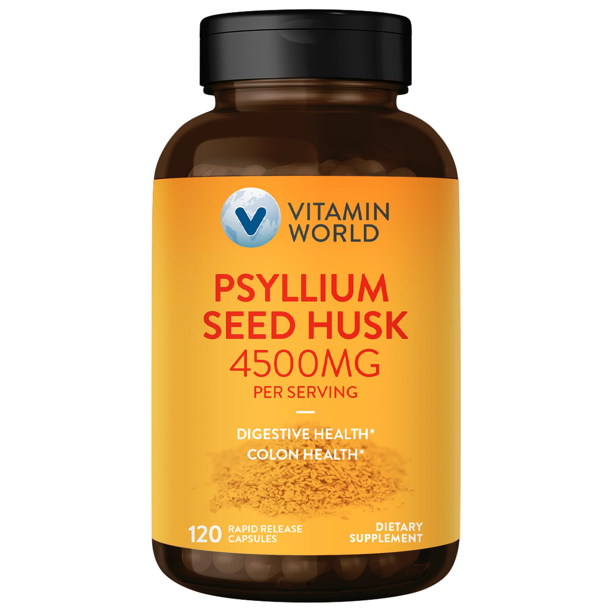 Vitamin World Psyllium Husk Capsules 4500mg front view