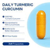 Vitamin World Turmeric Curcumin 1000mg capsules on a wooden surface