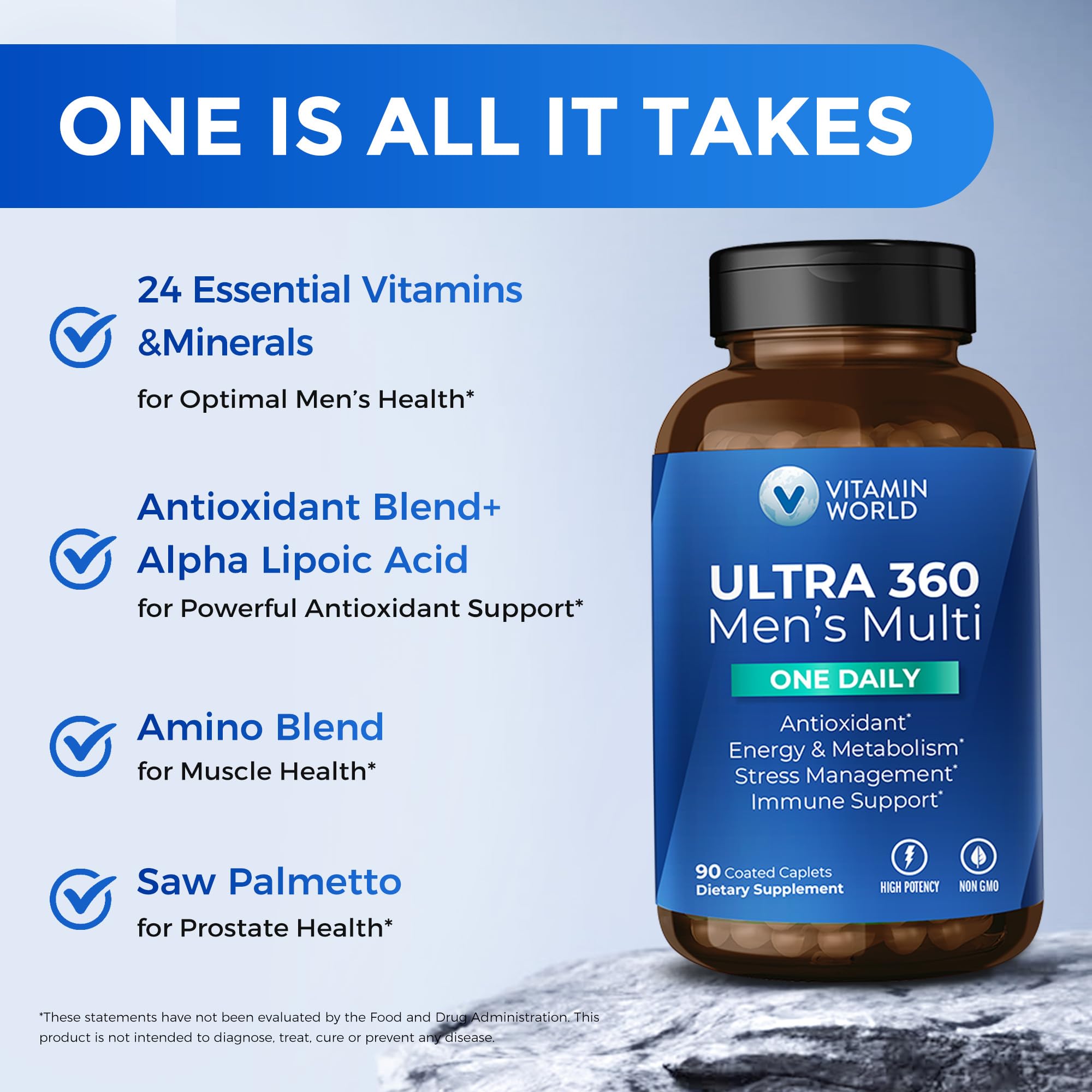 Vitamin World Ultra 360 Men’s Multi One Daily side view of packaging