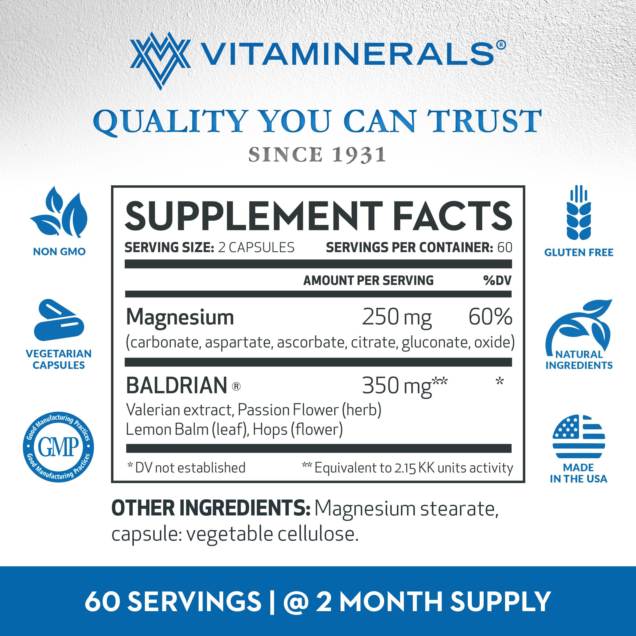Vitaminerals Valerian Extract 350mg product dimensions