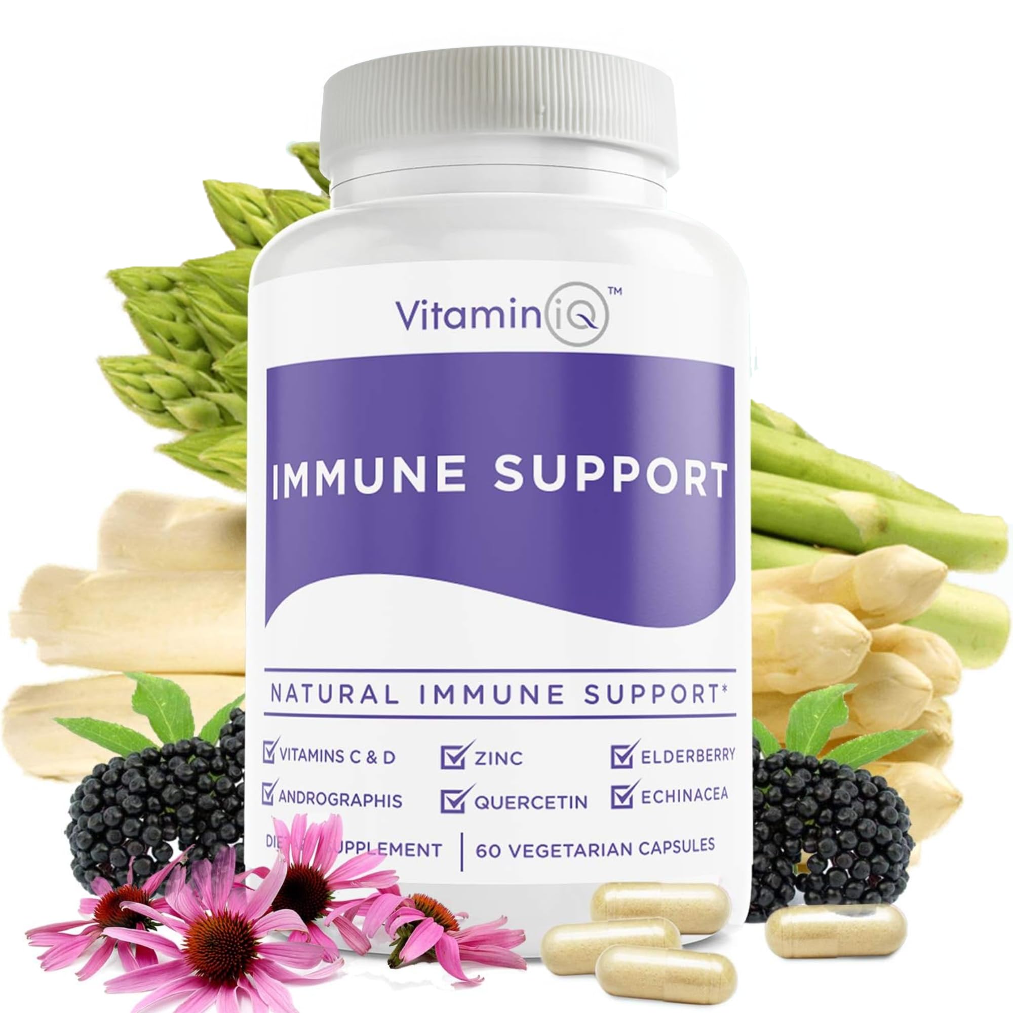VitaminIQ Elderberry daily wellness Support Supplement front view