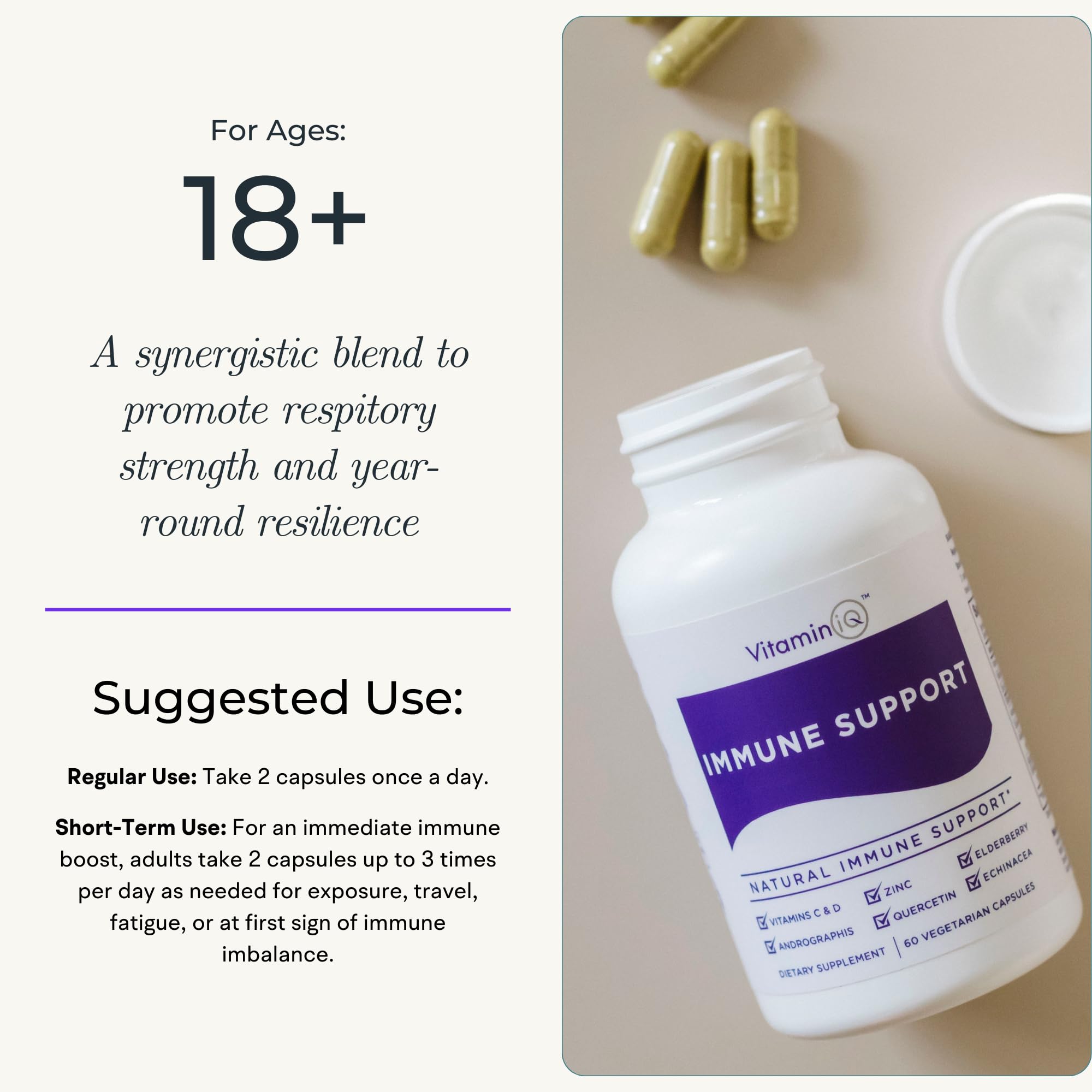 VitaminIQ Elderberry daily wellness Support Supplement ingredients list