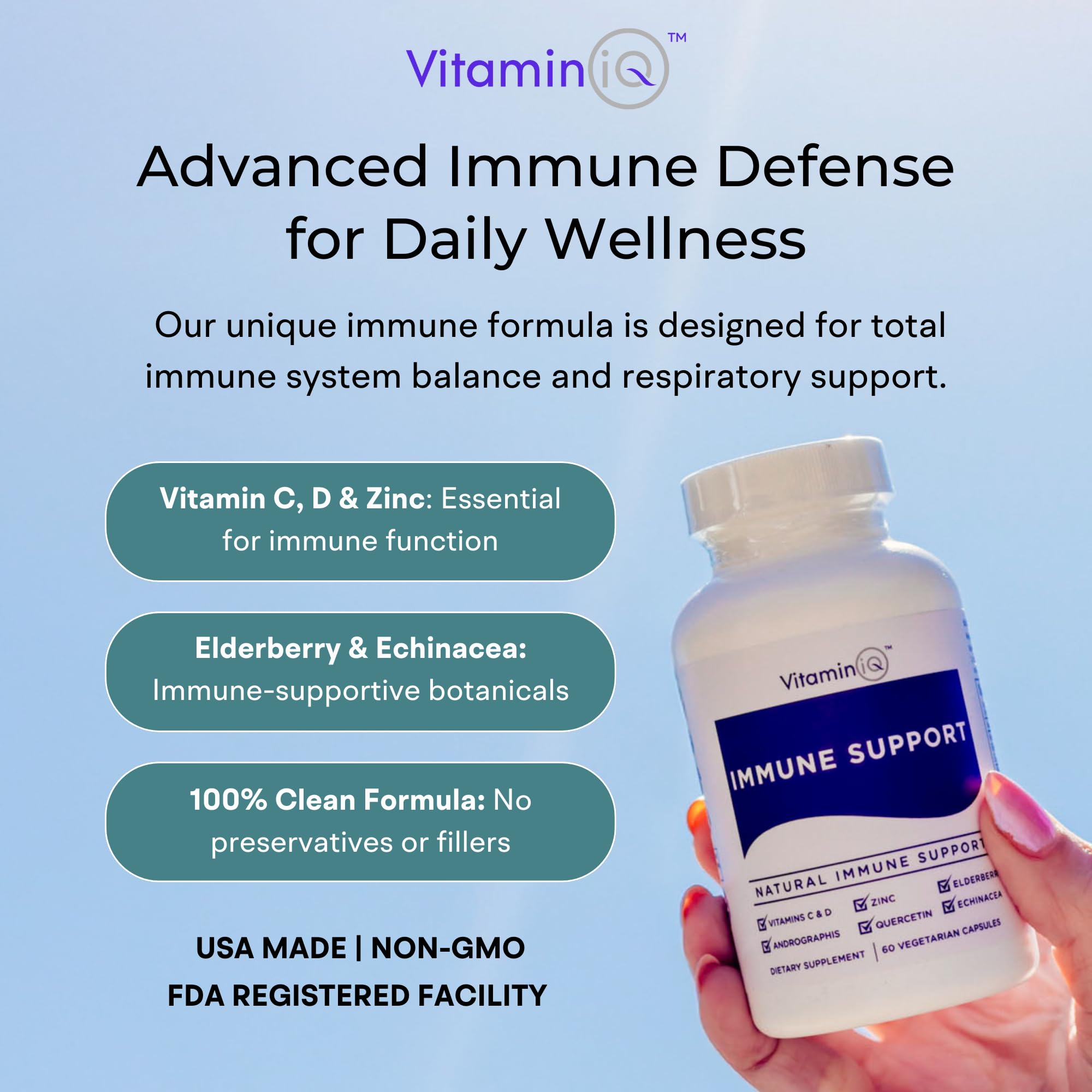 VitaminIQ Elderberry daily wellness Support Supplement side view