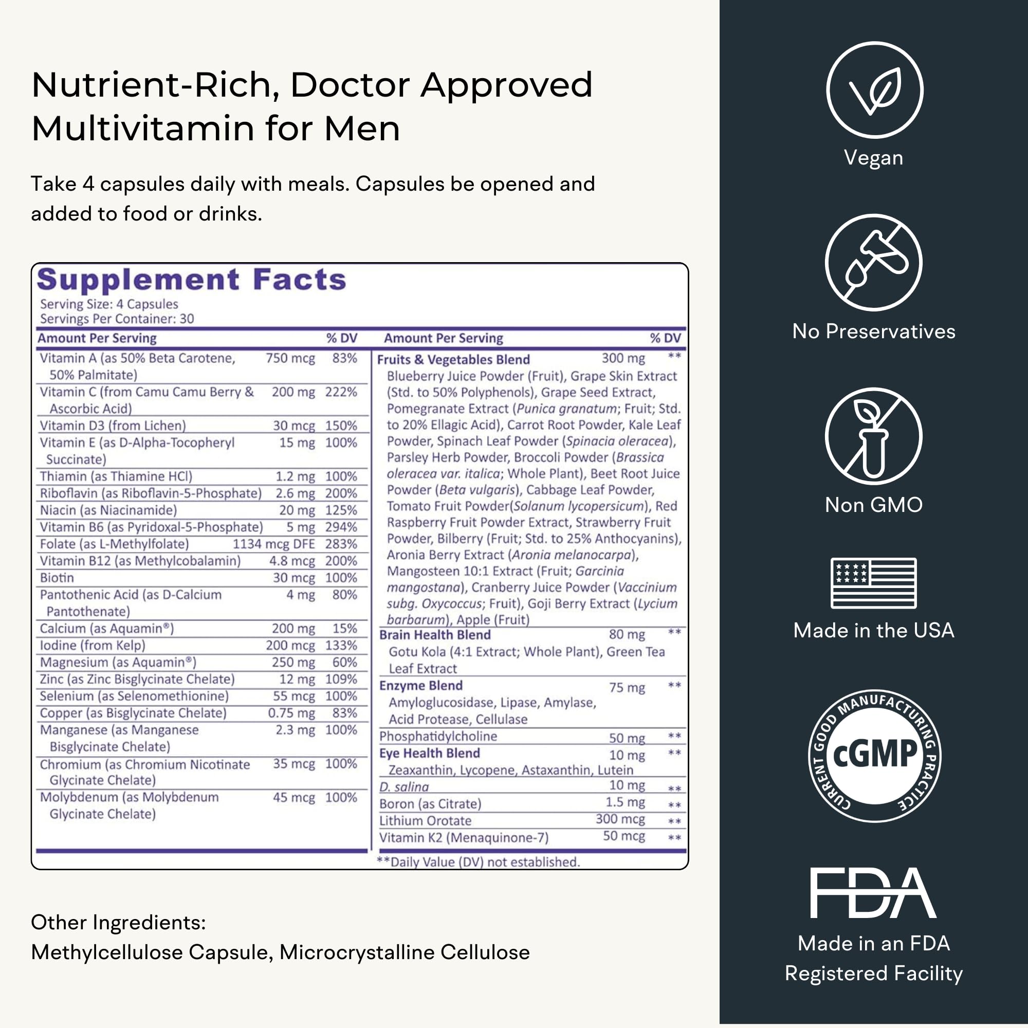VitaminIQ Men's Whole Food Multivitamin with fresh vegetables