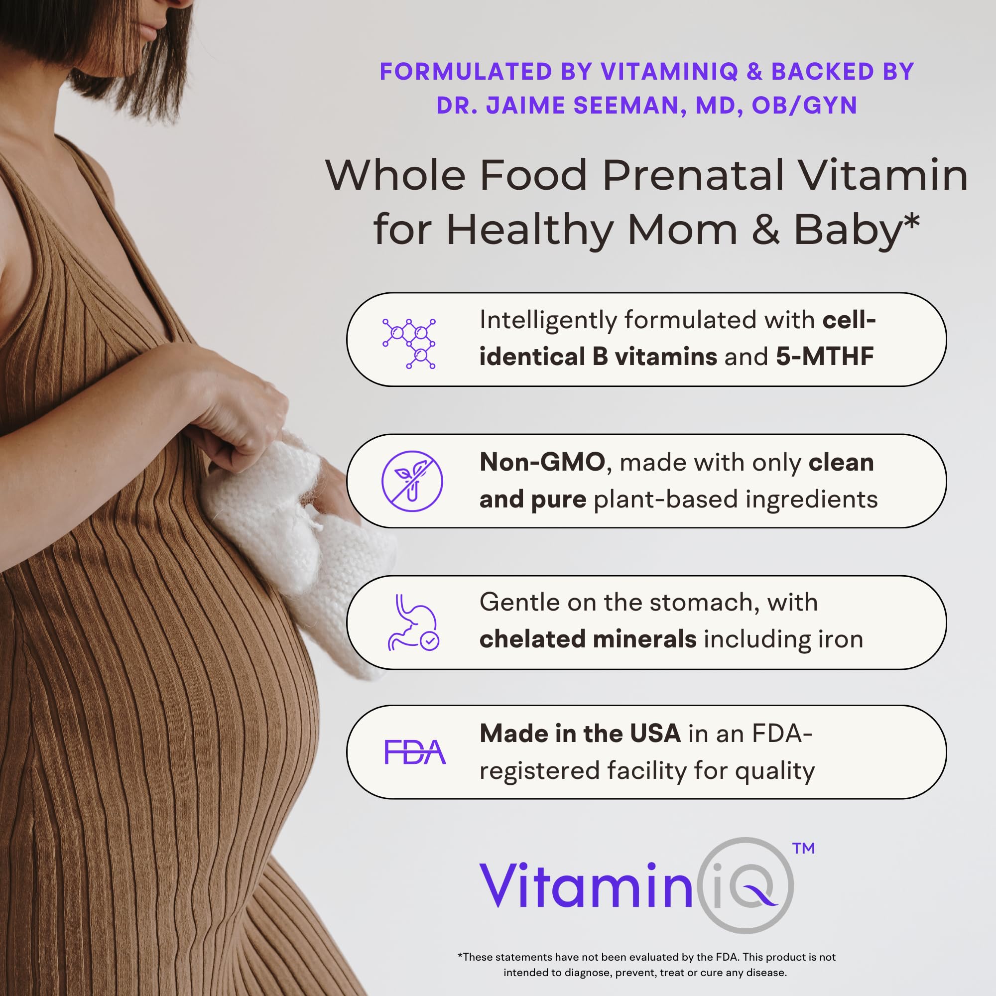 VitaminIQ Whole Food Prenatal Vitamins capsule close-up