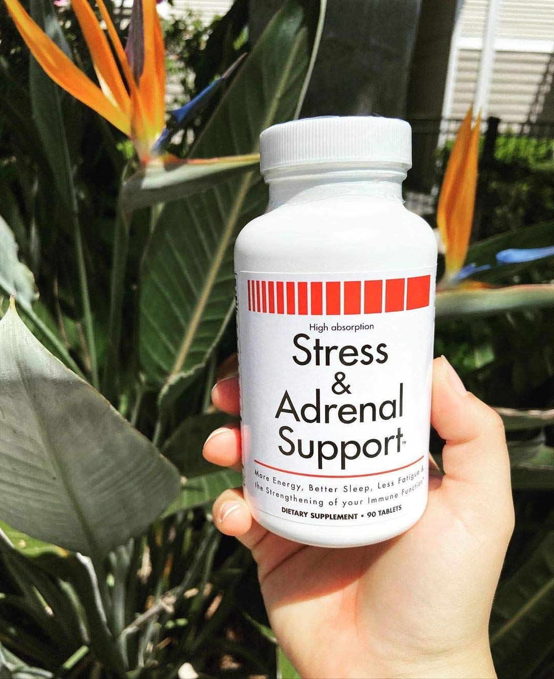 VitaminMed Stress and Adrenal Support chewable tablets on a kitchen counter