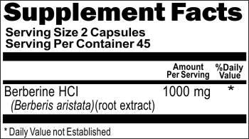 Vitamins Because Berberine 1000mg bottle side view