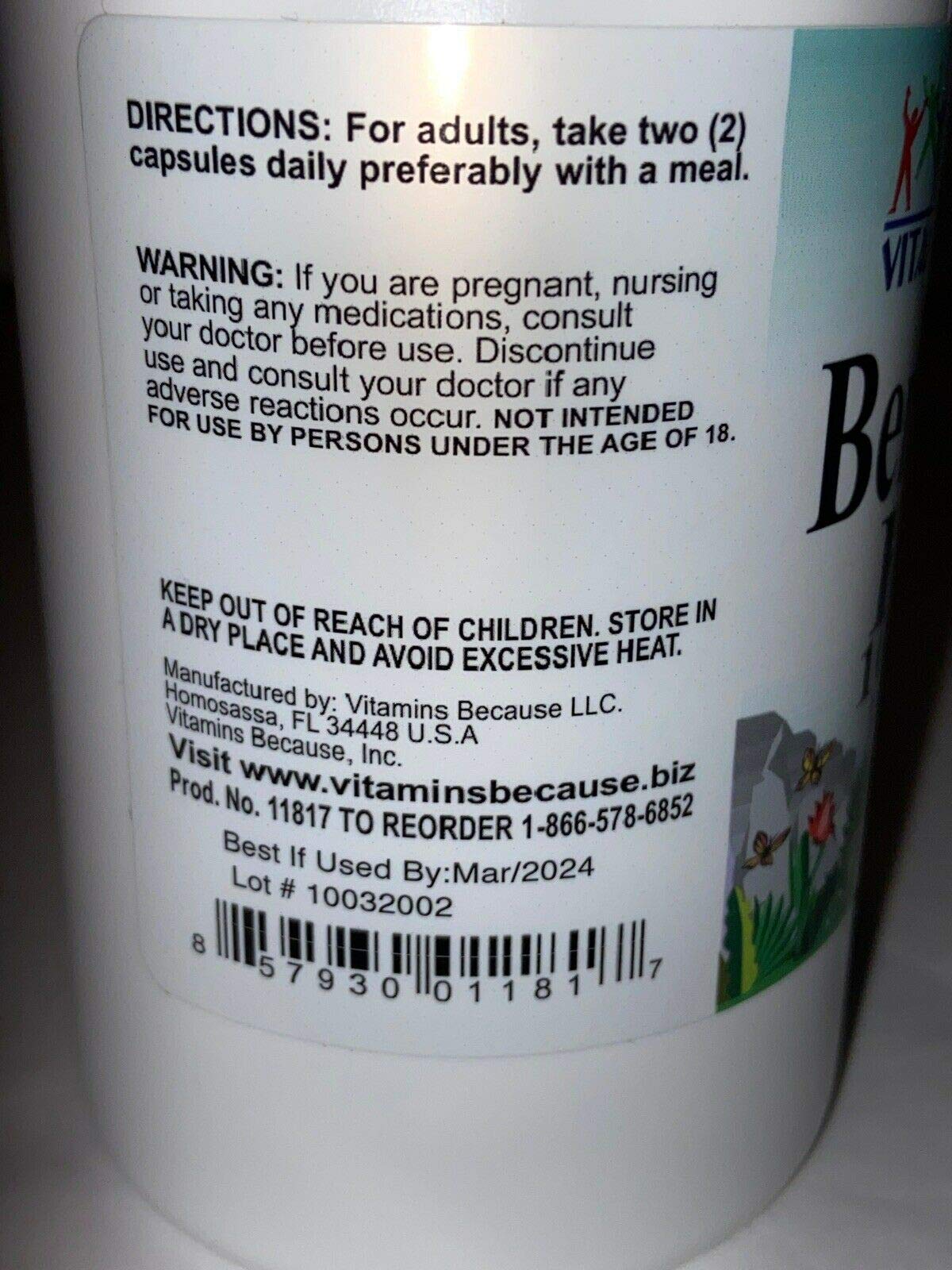 Vitamins Because Berberine 1000mg bottle with capsules