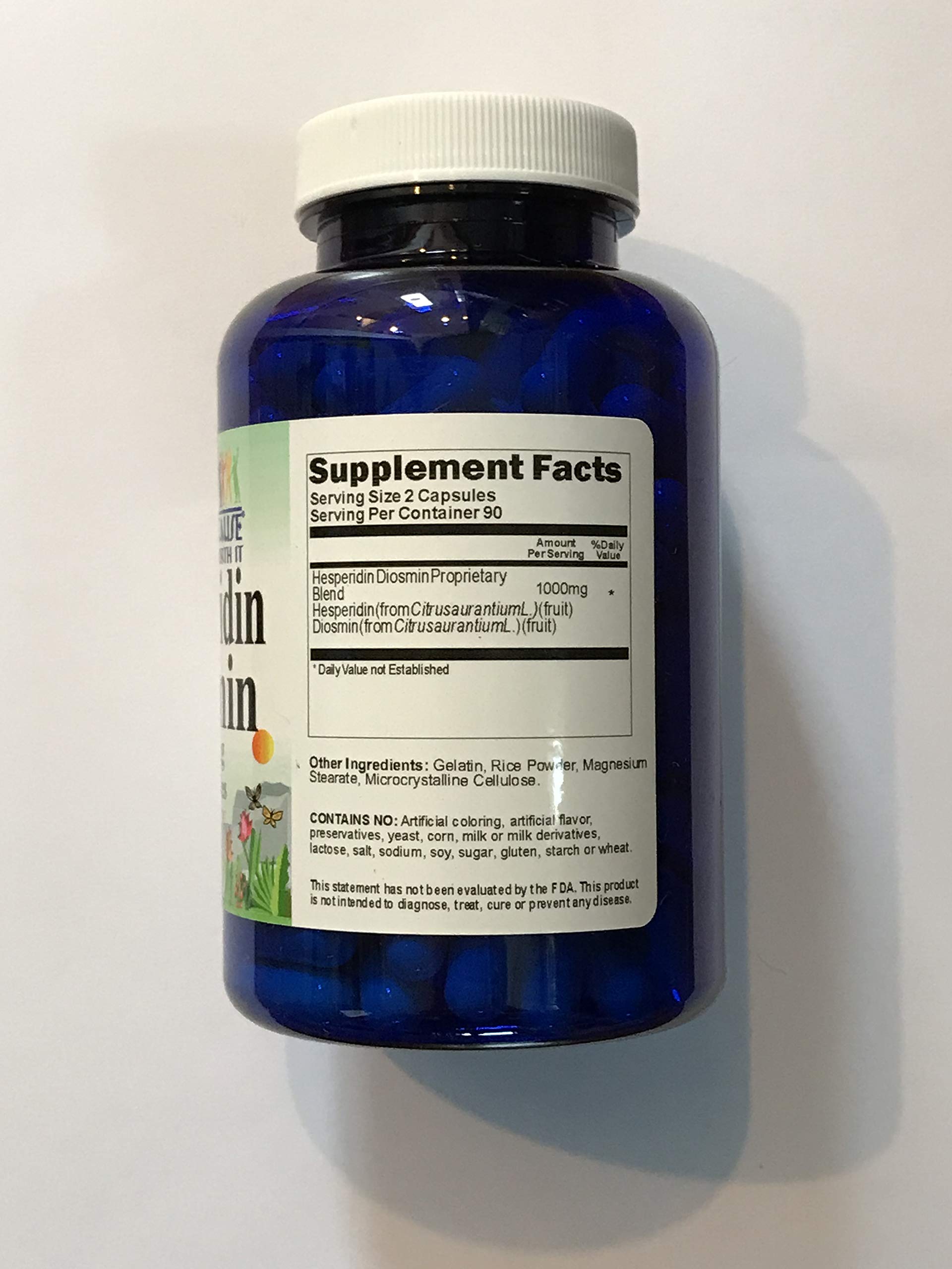 Vitamins Because Hesperidin Diosmin 180 Capsules side view