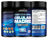 VITAMISAN Células Madre Adaptogenic supplement back view with ingredients