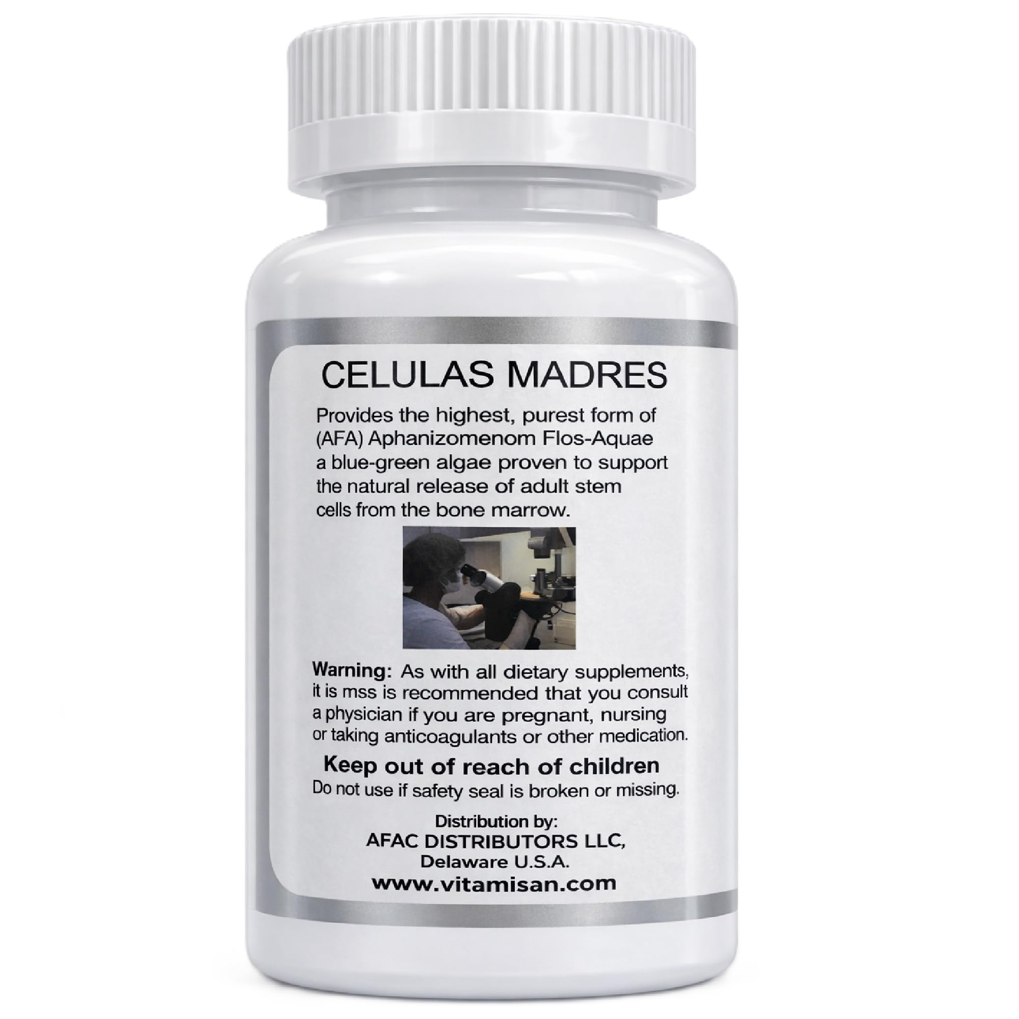 VITAMISAN CELULAS MADRES AFA supplement bottle side view