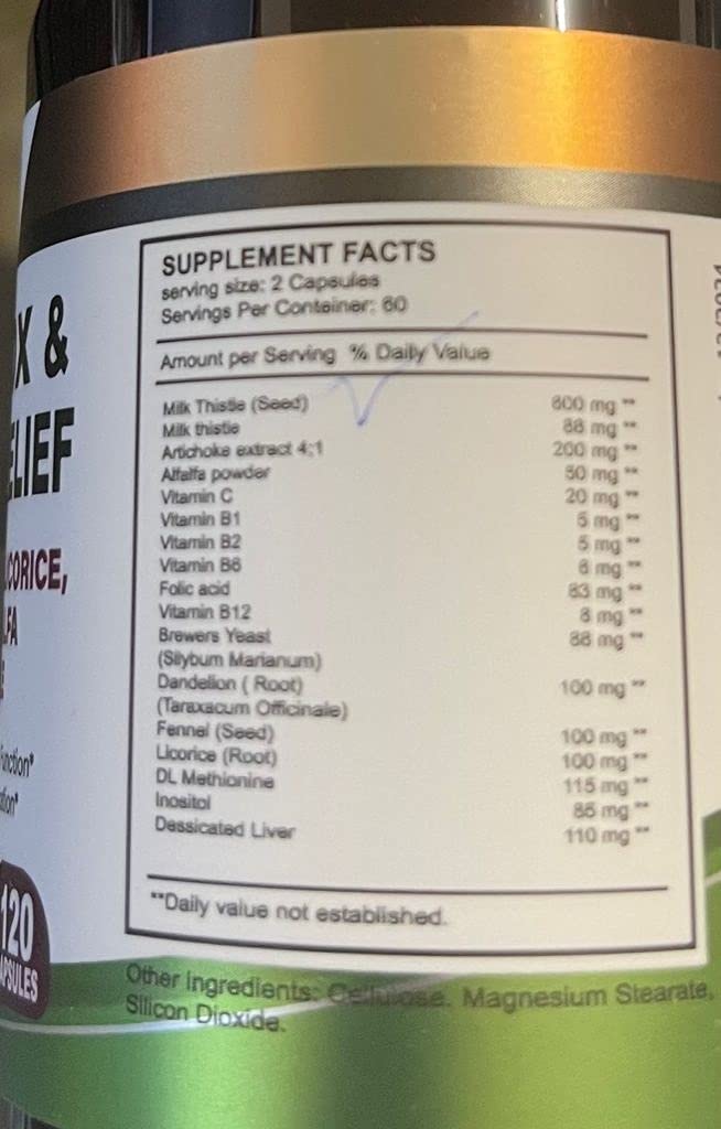 VITAMISAN Milk Thistle Capsules bottle side view