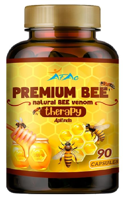 VITAMISAN Premium Bee Venom Supplement front view with bottle and capsules