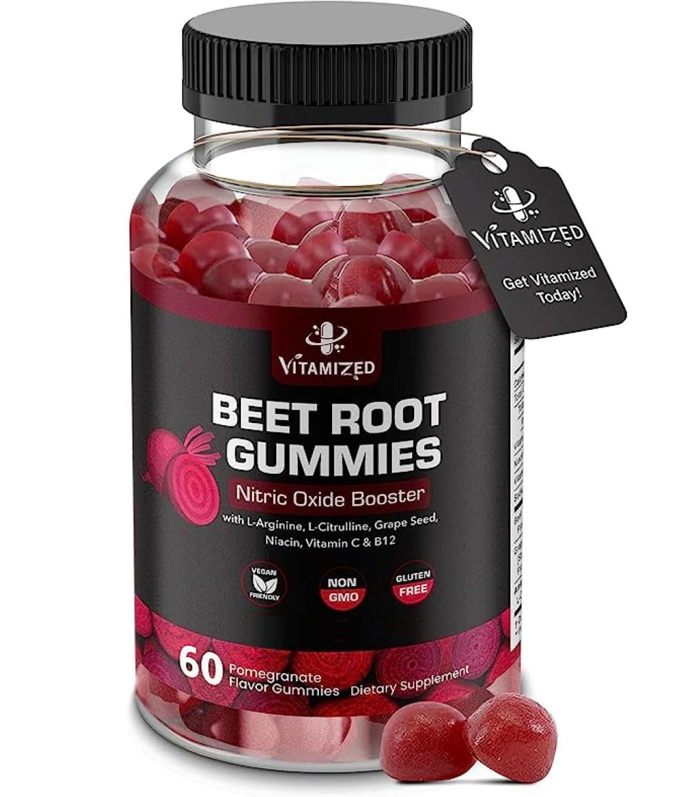 VITAMIZED Beet Root Gummies front view with pomegranate-berry flavour
