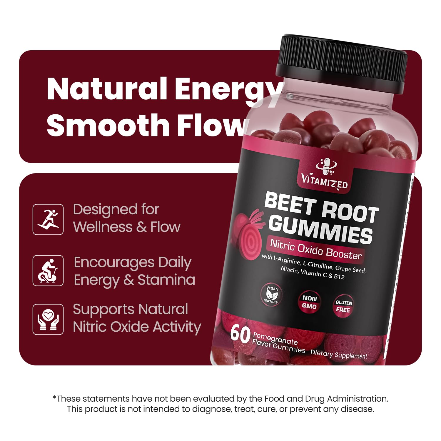 VITAMIZED Beet Root Gummies ingredients list on packaging