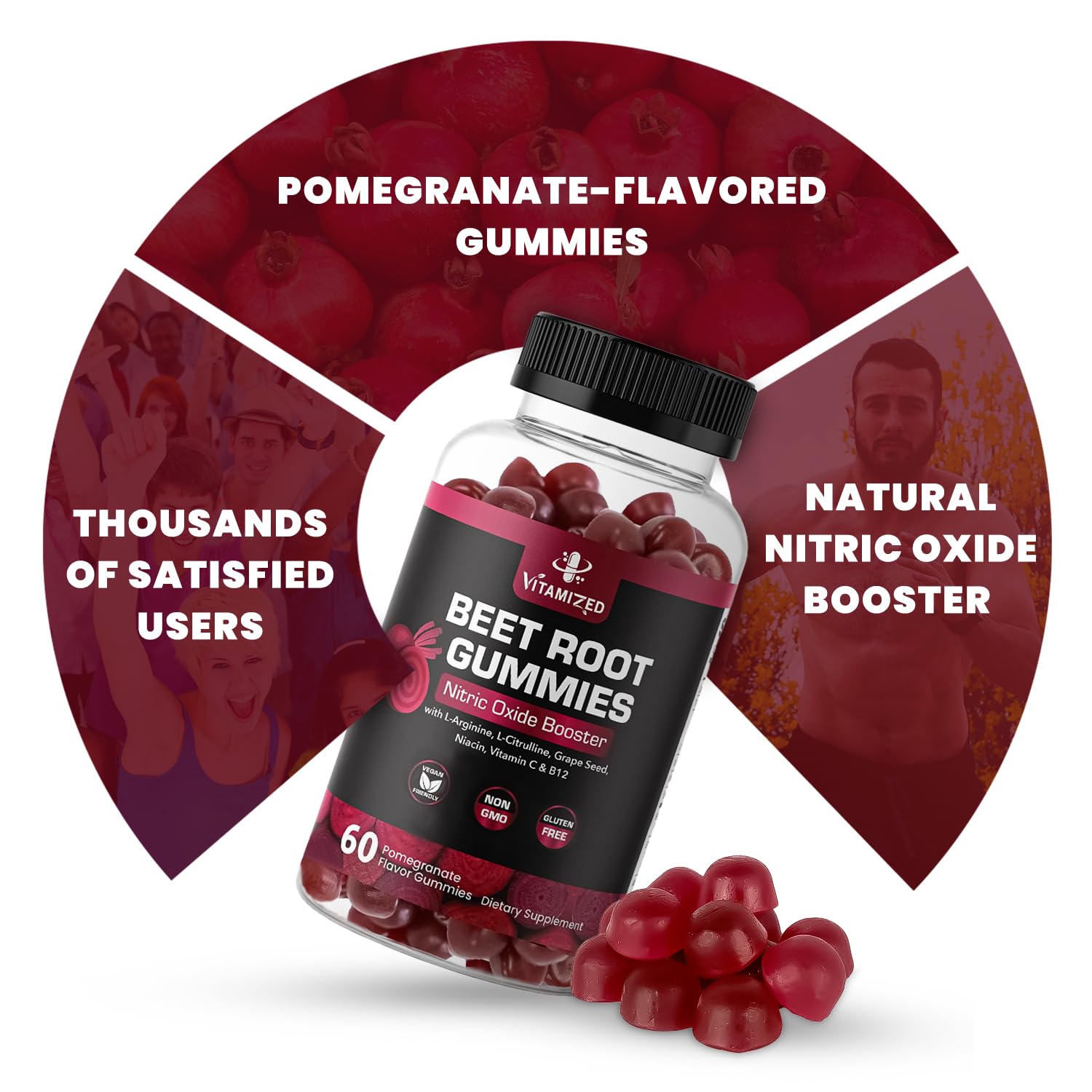 VITAMIZED Beet Root Gummies with a measuring spoon