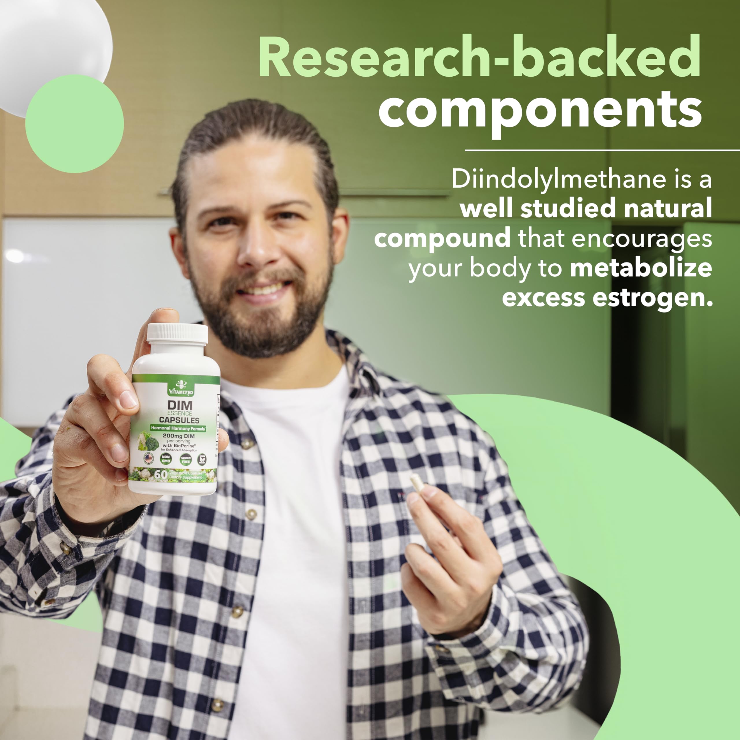 VITAMIZED DIM 200mg capsules with a health guide