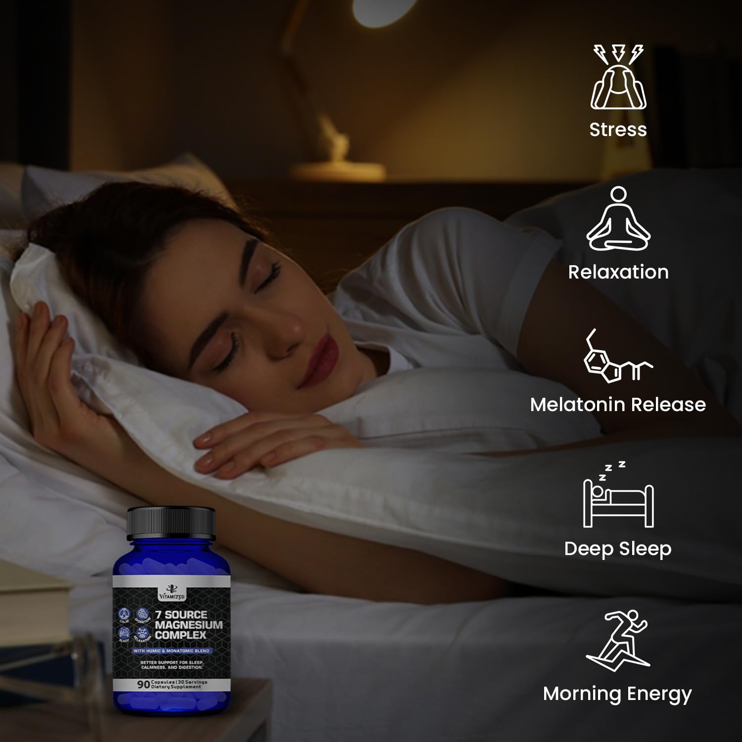 VITAMIZED Magnesium Glycinate Capsules 450mg bottle side view