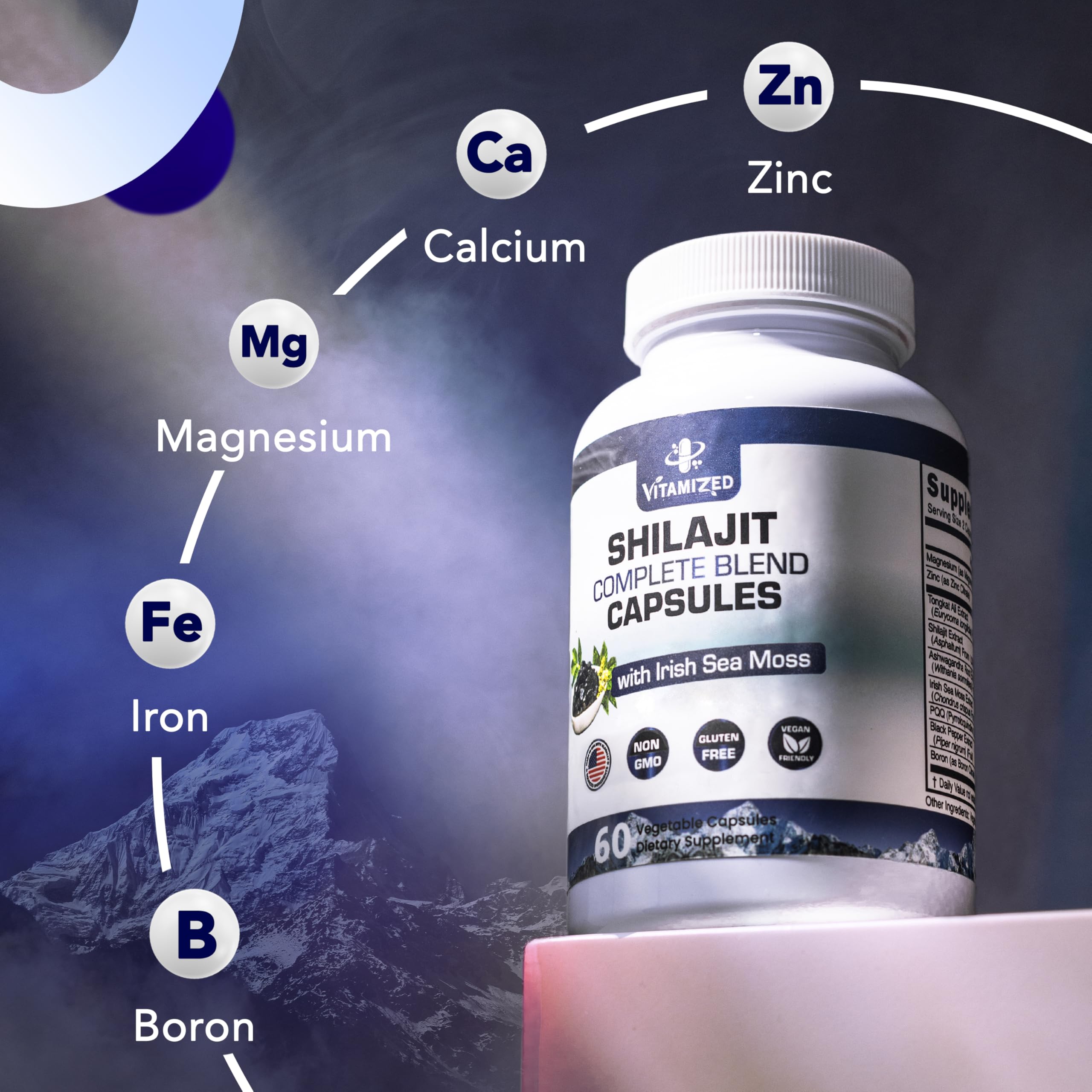 VITAMIZED Shilajit Capsules showing serving size