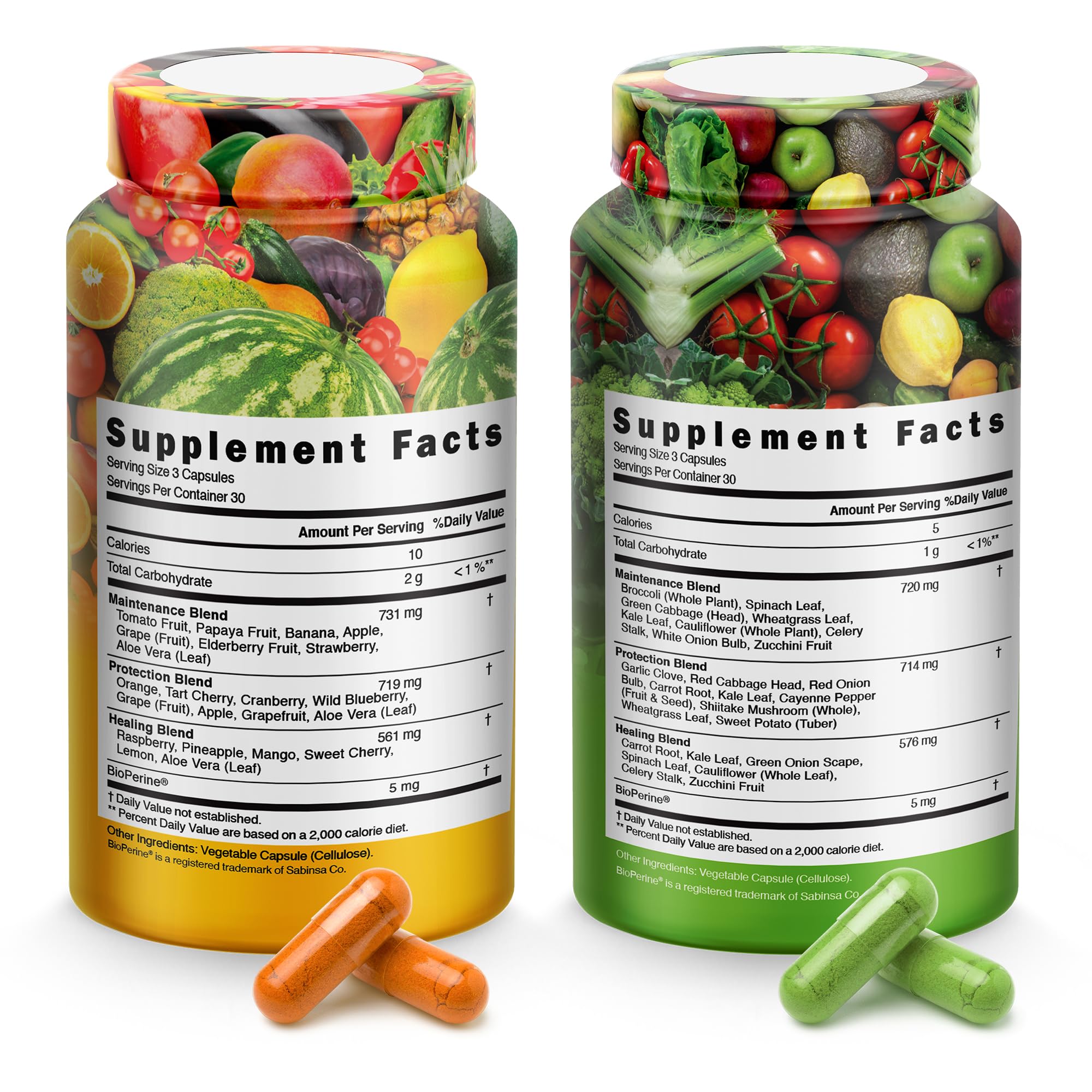 VITAMIZED supplement bottle with fruits and vegetables