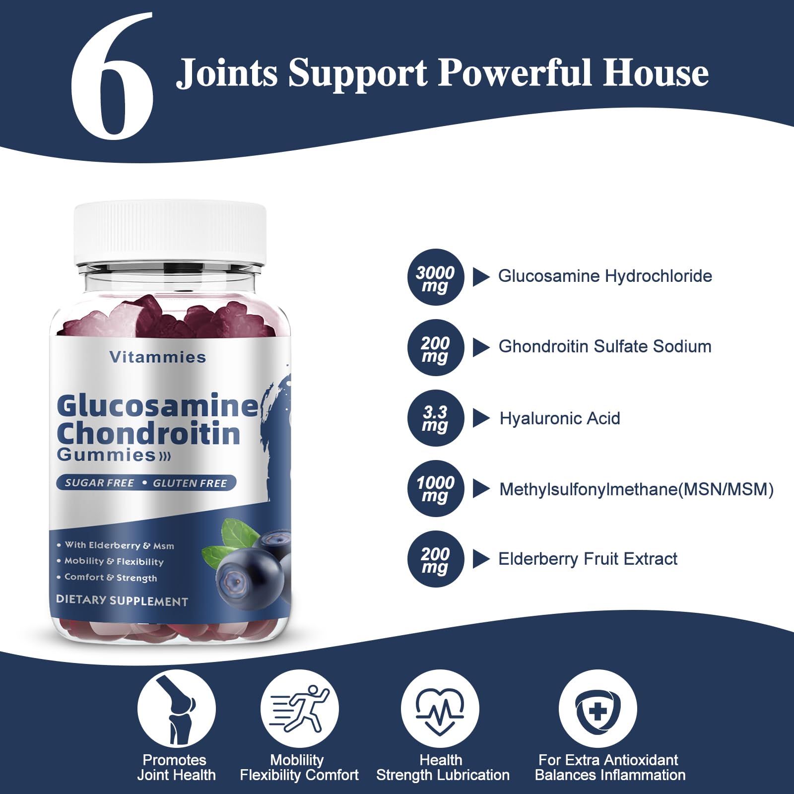 Vitammies Glucosamine Chondroitin Gummies 3000mg gummies close-up