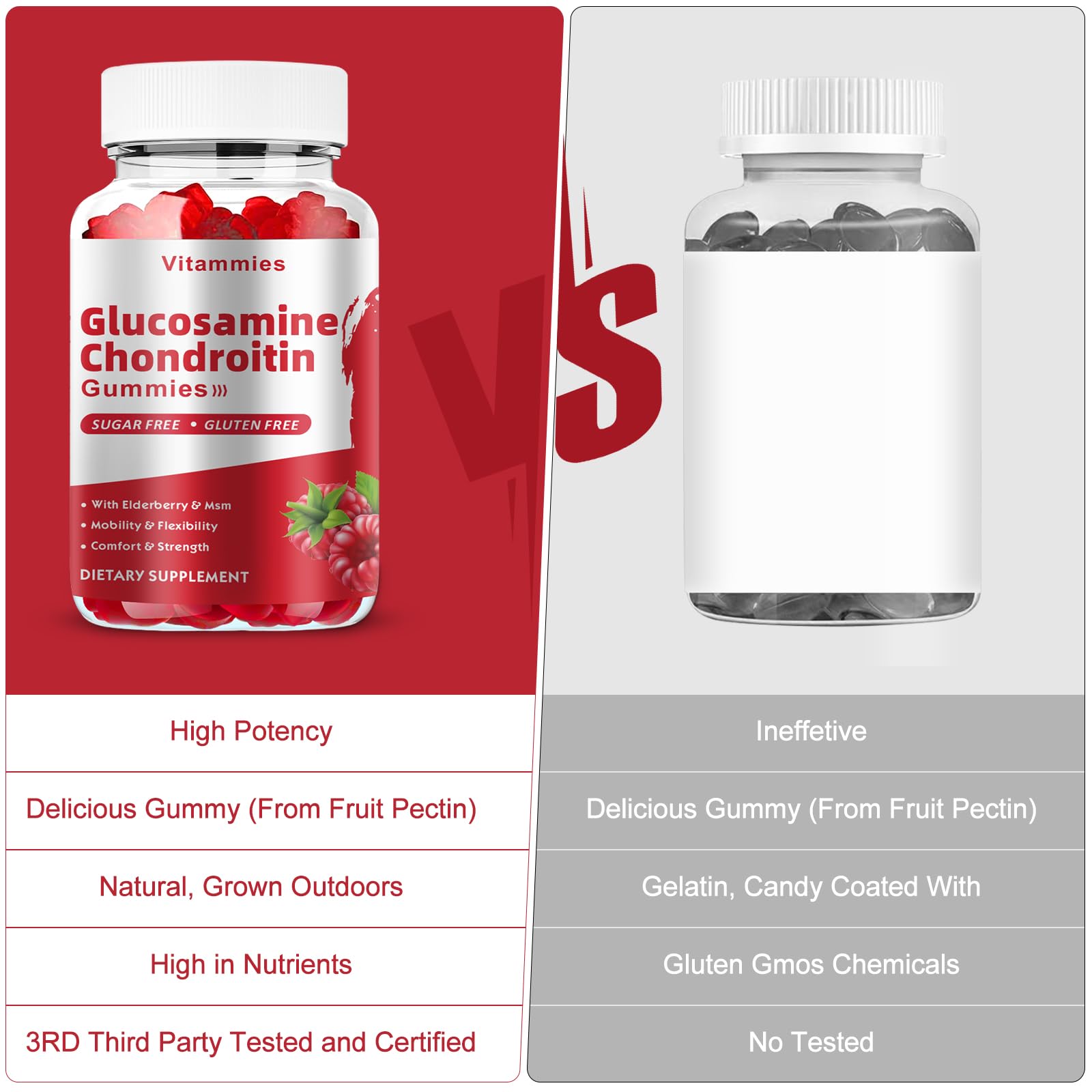 Vitammies Glucosamine Chondroitin Gummies on a wooden table