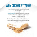 Vitamo Probiotic Supplement bottle with capsules inside