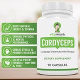 VitaMonk Cordyceps Capsules 60 Count side view