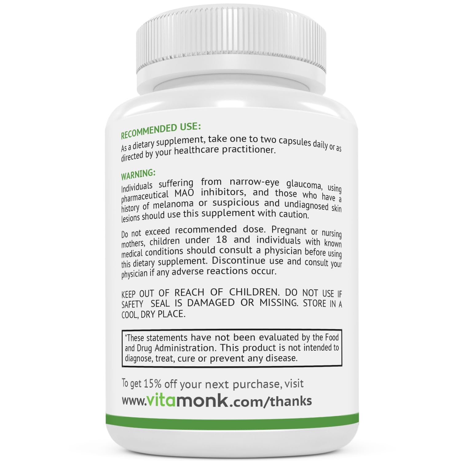 VitaMonk Dopify Mucuna Pruriens supplement ingredients displayed