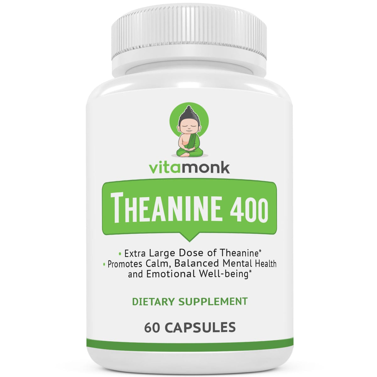 VitaMonk L-Theanine 400mg capsules front view