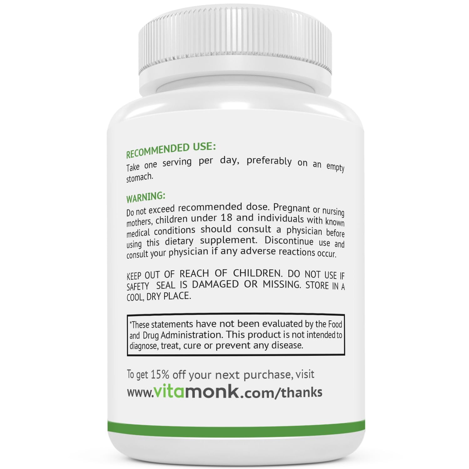 VitaMonk L-Theanine 400mg capsules with measuring spoon