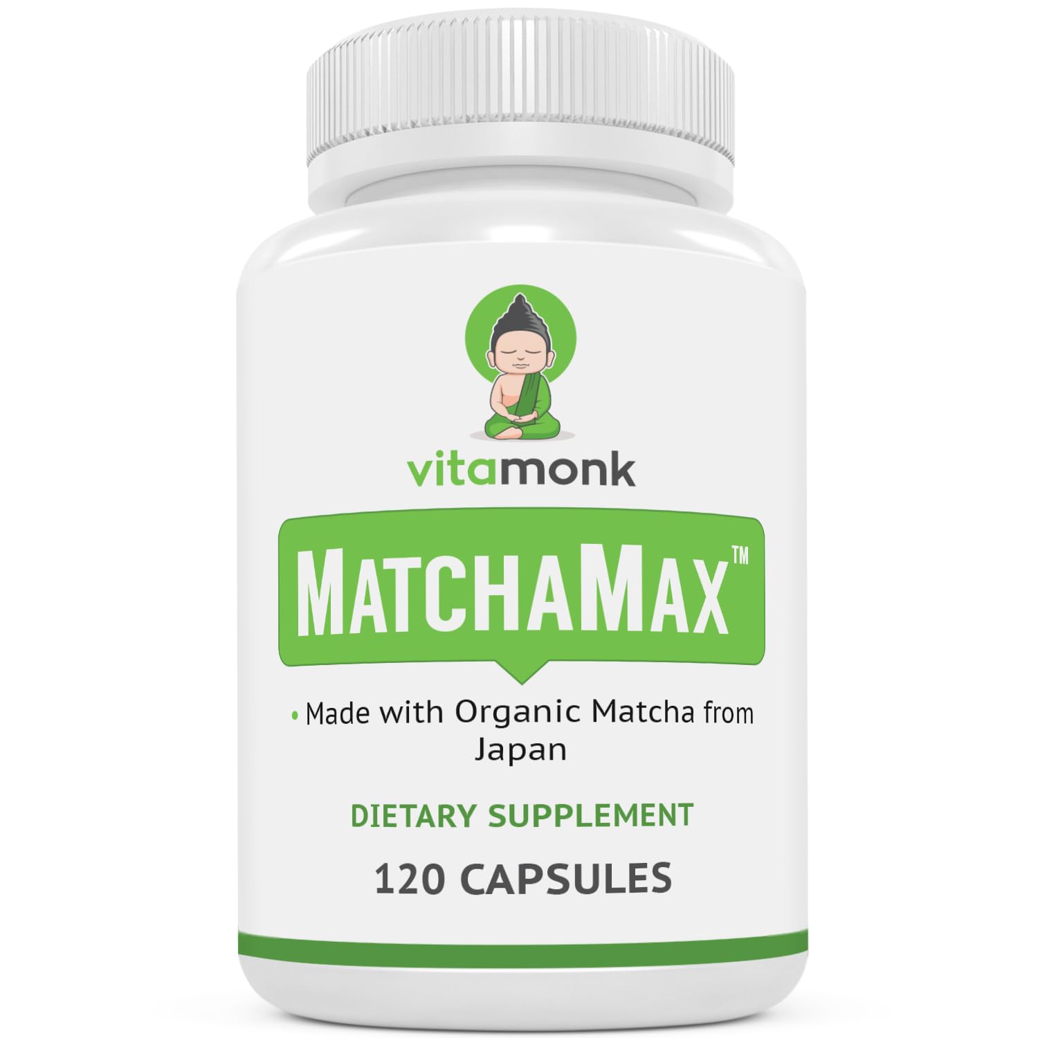 VitaMonk Matcha Green Tea Capsules bottle front view