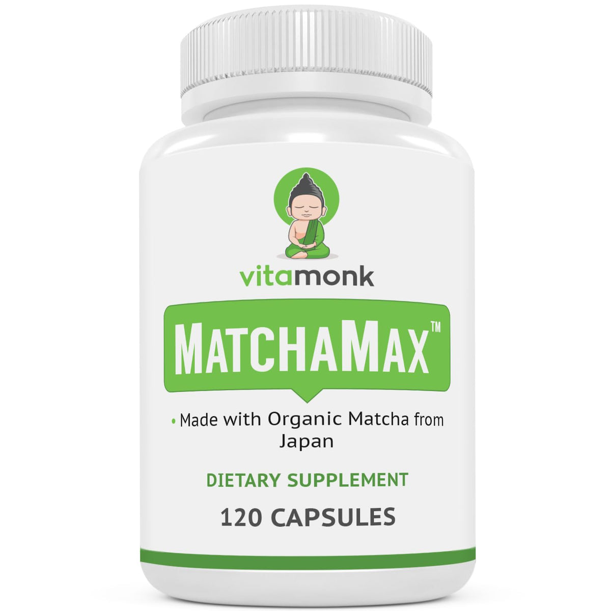 VitaMonk Matcha Green Tea Capsules bottle front view