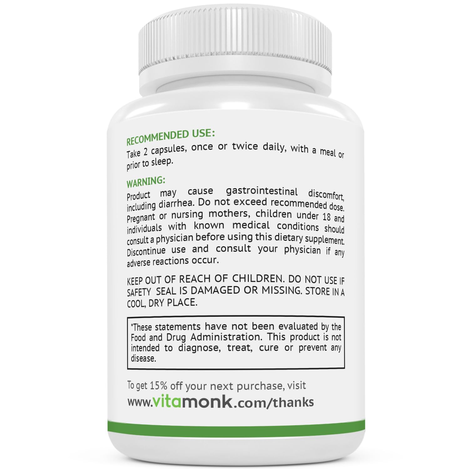 VitaMonk Quad Magnesium Supplement 300mg with measuring spoon
