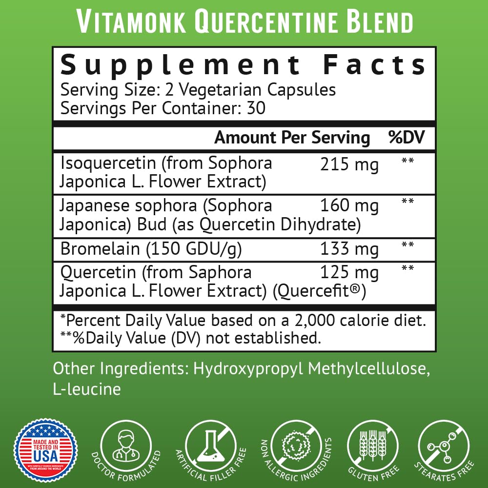 VitaMonk Quercetin Supplement 500mg capsule close-up